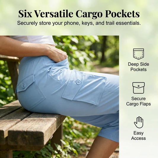 Women's Lightweight Hiking Capris: Quick-Dry, 6 Pockets, Loose Fit