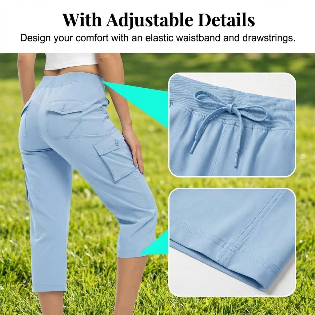 Women's Lightweight Hiking Capris: Quick-Dry, 6 Pockets, Loose Fit