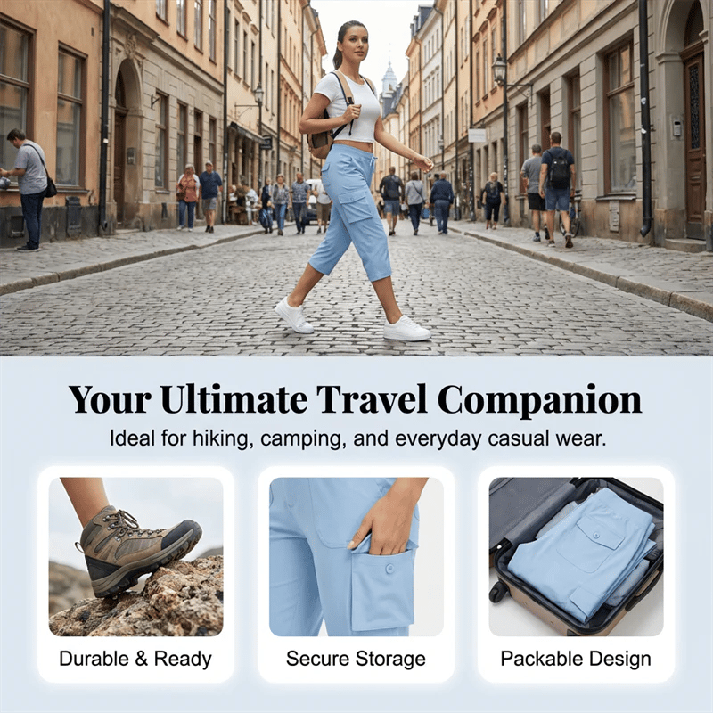 Women's Lightweight Hiking Capris: Quick-Dry, 6 Pockets, Loose Fit