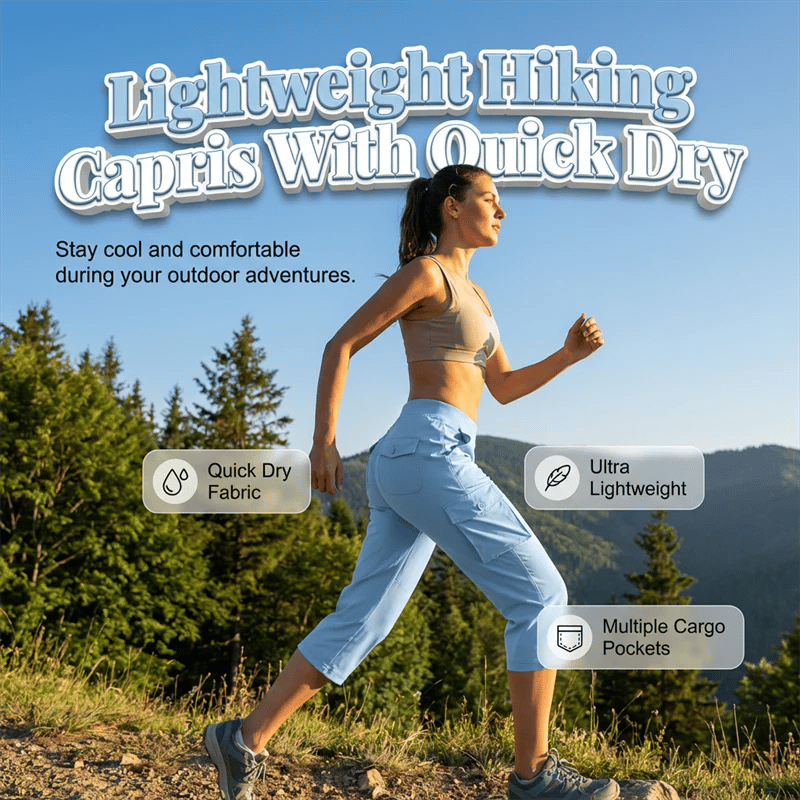 Women's Lightweight Hiking Capris: Quick-Dry, 6 Pockets, Loose Fit