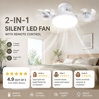 🌀New E27 Socket Ceiling Fan Light – 2‑in‑1 Silent LED Fan with Remote Control, Energy‑Saving Cooling & Lighting Combo for Home Bedroom